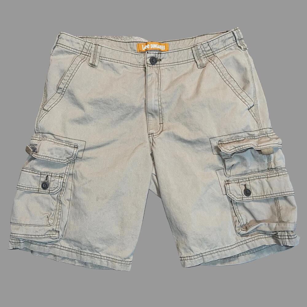 Lee Dungarees Men's Cargo Shorts Size 36 Khaki 6 Pocket Cotton Twill
